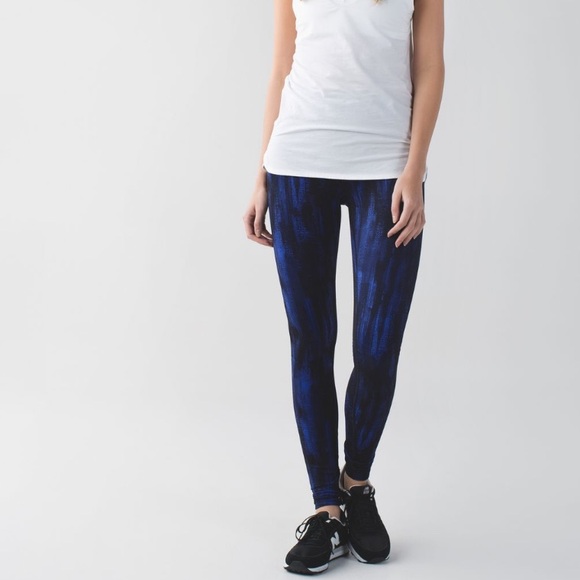 Lululemon Wunder Under Full-On Luon Roll Down Nightsky Blue Black Leggings 4 - Picture 1 of 16